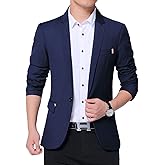 DAVID.ANN Men's Fit Casual One Button Blazer Jacket
