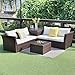 Wisteria Lane 7 Piece Outdoor Patio Furniture Sets, Outdoor Sectional Furniture with Tempered Glass Table and Cushion
