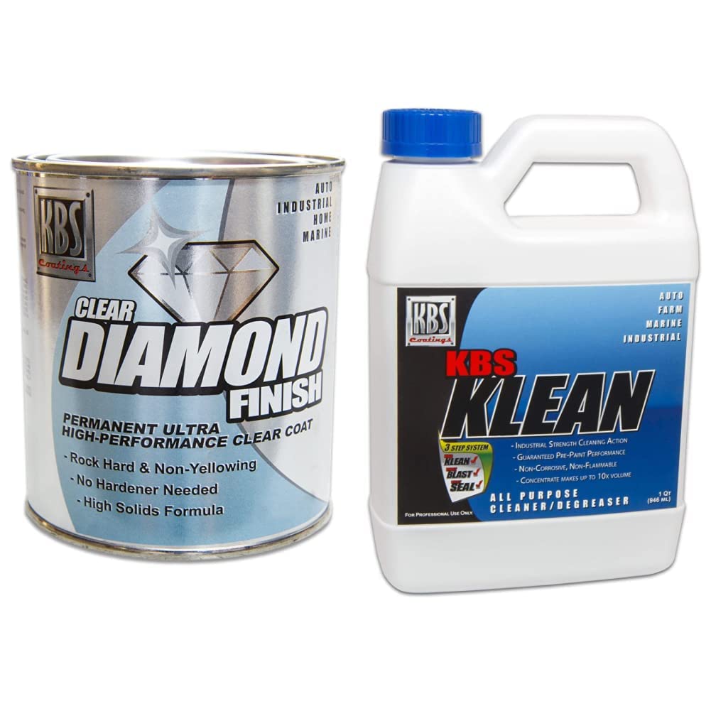 KBS Coatings 8404 DiamondFinish Clear Coat - 1 Quart, 32 Fl Oz (Pack of 1) & 2400 KBS Klean - 1 Quart, Water Based Cleaner & Degreaser Concentrate Image