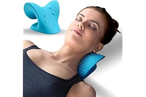 OORMGSRC Cervical Traction Device, Neck Stretcher Cervical Traction for Muscle Relax, Neck Hump Corrector for TMJ Pain Relief, Shoulder Relaxer, Spine Corrector (Blue)