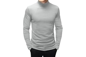 ANGBATER Men's Fashion Mock Turtleneck T-Shirts Long Sleeve Pullover Sweater Basic Designed Undershirt Slim Fit Top