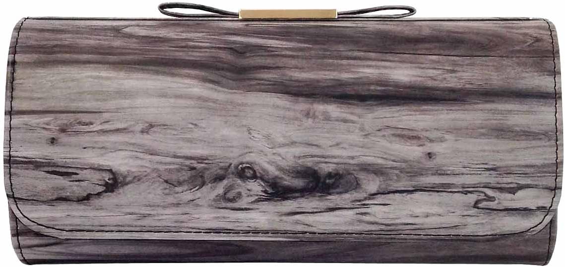 Vintage Wood Pattern Clutch with Bow