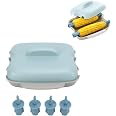 Plastic Microwave Corn Steamer Cooker – Cooks 2 Ears Of Corn, Veggies, Or Hot Dogs Fast With Airtight Lid (Blue)