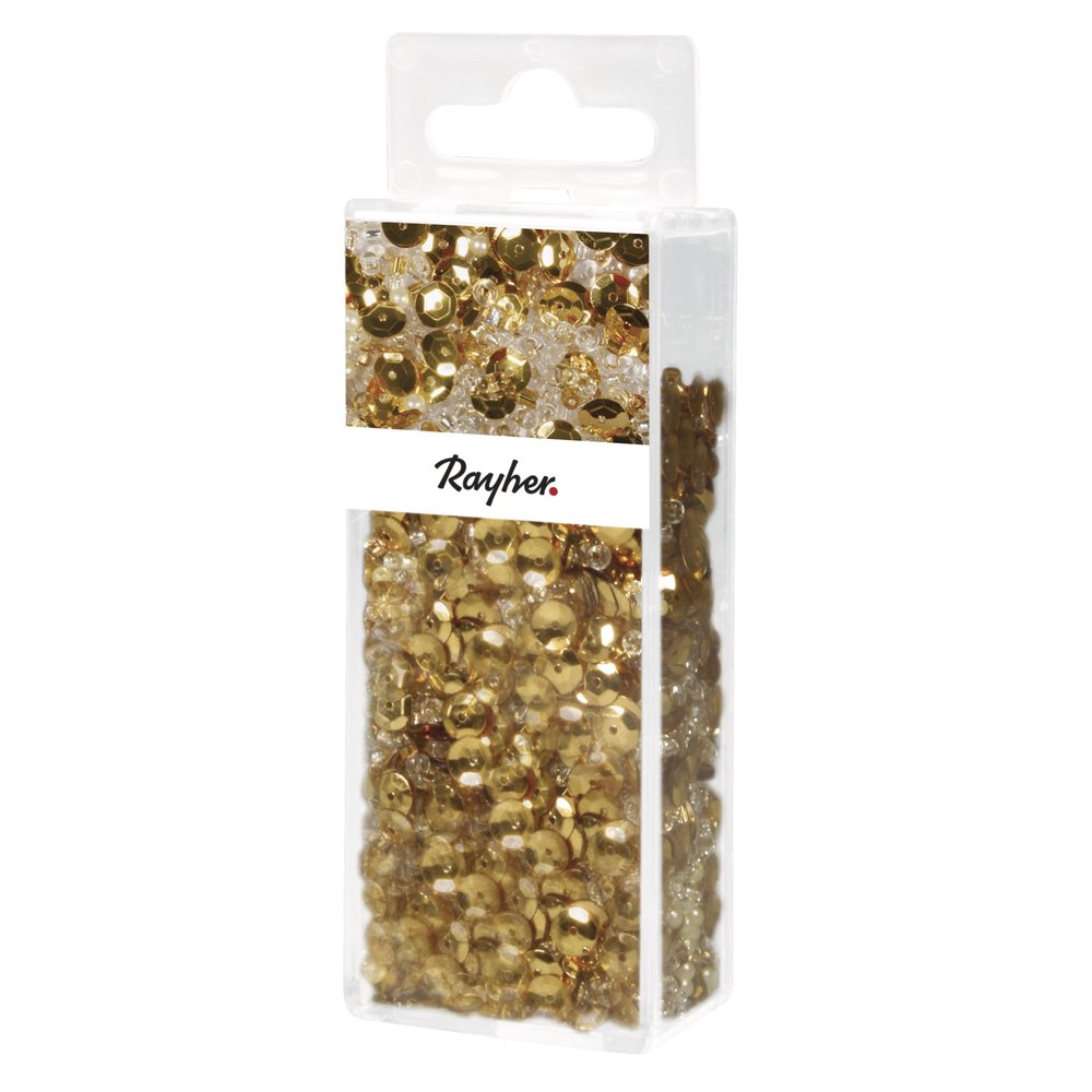 RAYHER Sequins Beads Mix and Wire, Gold, 12.8 x 4.4 x 3.2 cm — image 1