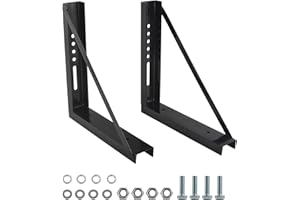 TBAPFS 2 PCS 18 x 18 Inch Black Welded Structural Steel Mounting Brackets for Truck Trailer Underbody Tool Boxes with Screws Spacers and Sleeves