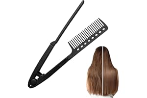 Hair Straightening Comb, V-Type Styling Tool for Flat Irons, Styling Comb, Anti Frizz Hair with Ergonomic Handle, Flat Iron C