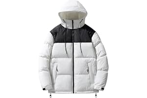 HUTJDHA Men's Hooded Winter Coat Hooded Winter Coat Warm Puffer Jacket Thicken Cotton Lightweight Coat with Hood