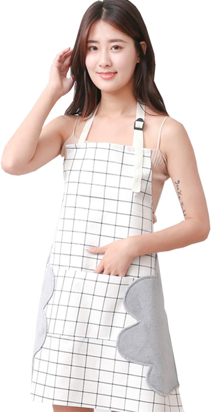 Waterproof Adjustable Kitchen Women Men Apron with Pockets Towels Bib Cooking