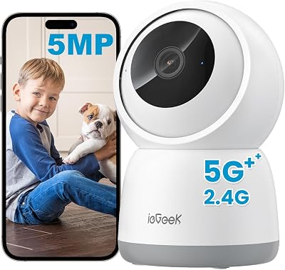 ieGeek 5MP Indoor Security Camera 2.4G/5GHz WiFi PTZ Auto-Tracking