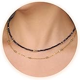 GDLKPYHS Beaded Necklaces for Women - 3mm Handmade Natural Stone Choker Healing Crystal Necklace Layered Gold Necklaces for Women Dainty Necklace Jewelry Gifts