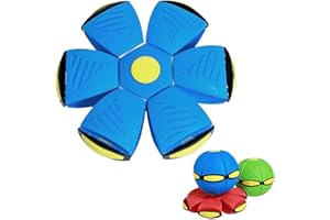 Yagamii Dog Flying Discs Toy, Changeable Shape Bouncy Flying Saucer Ball, UFO Magic Ball, Outdoor Flat Throw Doggy Disc Ball, Interactive Pet Toy, Stomping Deformation Ball (Blue)