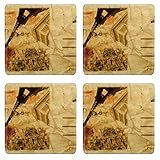 Luxlady Square Coaster composition simulating a vintage postcard of Paris France IMAGE 28911162 Customized Art Home Kitchen