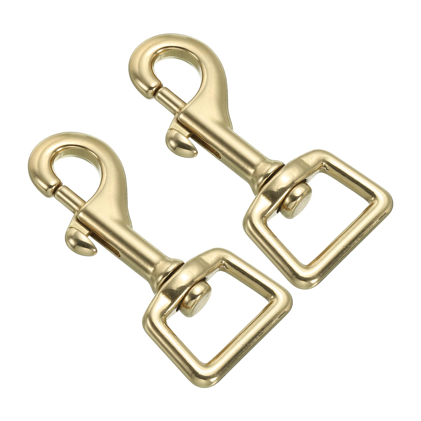 PATIKIL Lobster Clasp Keychains, 2Pcs 3/4 Inch Pure Brass Oval Lobster Clasps Swivel Trigger Snap Hook Purse Lanyard Clips for DIY Leather Craft