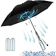 EvokeJoy Umbrella with Fan and Mist Spray - 3 in 1 UV Blocking with Fan and Mister, Includes Water Bottle, USB Rechargeable Cooling Sun Umbrella for Heat Protection, Beach, Golf, Patio