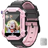 Getfitsoo 4G GPS Smart Watch for Kids with SIM Card, 1.4" Touch Screen Kids Smartwatch for Boys Girls Gift, Phone Watch with Video Calls/Voice Chat/Camera/Music/Alarm/SOS/Pedometer(T-Pink)