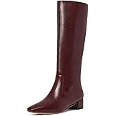 MUCCCUTE Knee High Boots Women - Boots for Women Square Toe Chunky Heels Tall Boots Pull-On PU Low Block Heel Long Boot