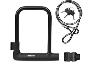 WEOGINE Bike U Lock with 4ft Security Cable 14mm Shackle, Bike Lock with 3 Keys and Mounting Bracket, Bicycle U-Locks Perfect for Road, Mountain, and Electric Bikes,Bicycle Lock