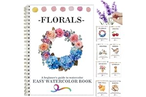 BAELEEGA Watercolor Workbooks Coloring Book Beginner Friendly Painting Kit Easy Nature Scenes Paint Set Art Crafts for Creative Exploration Gift for Adults (Flowers, Without Palette)