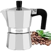 Mongdio Stovetop Espresso Maker Moka Pot, Stove Top Cuban Coffee Maker, Italian Greca Mocha Pot, 3 Espresso Cups, 5 oz - Silver