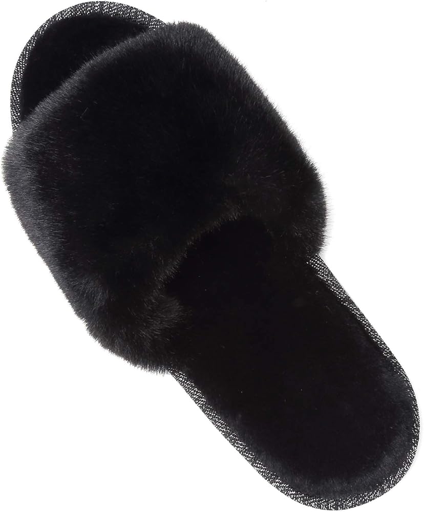 fluffy black shoes