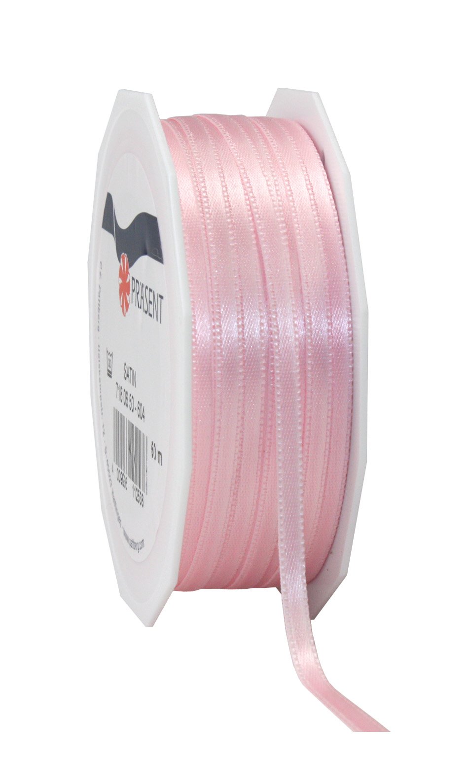 C.E. Pattberg SATIN light pink gift ribbon, 55 yards for Wrapping Gifts, 0.24 inches width, Ribbon for Decorating & Crafting, Decorative Ribbon for Gifts, for every occasion โ image 1