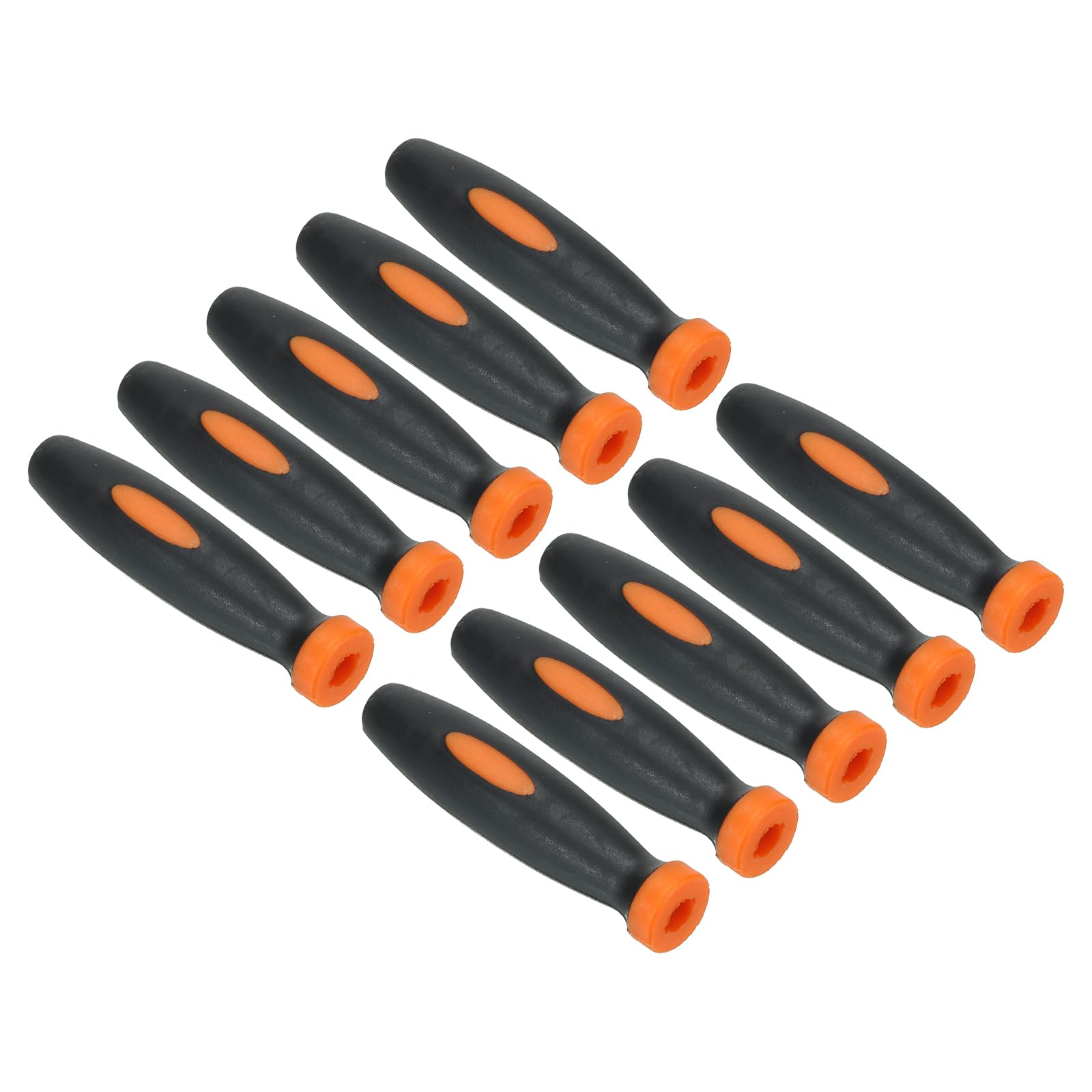 PATIKIL 2.4 Inch Rubber File Handle, 10 Pack File Cutting Tool File Round Handle Replacement Accessories for 0.2" Diameter Round Handle File, Orange Black