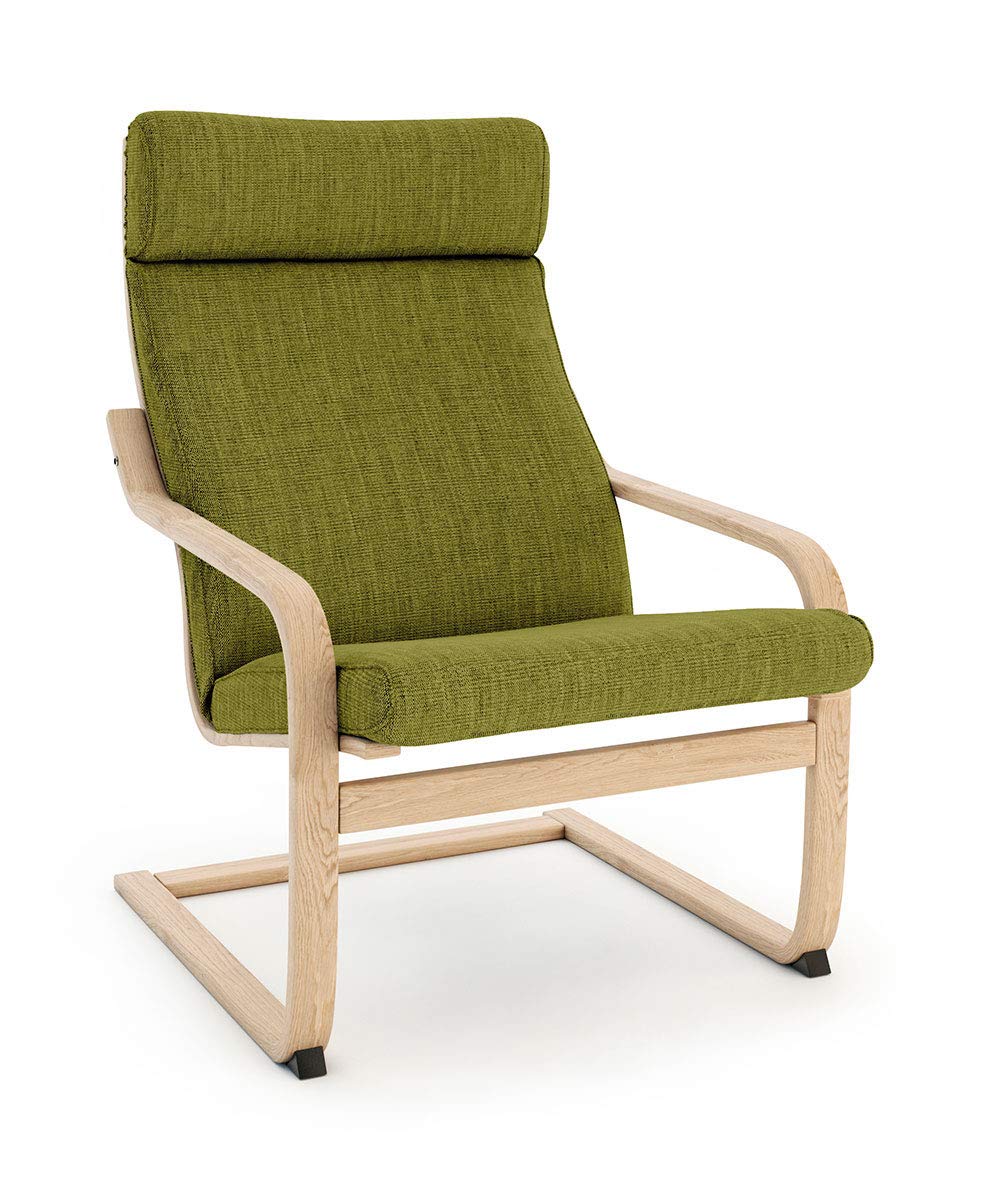 Vinylla Armchair Replacement Cover Compatible with Ikea Poang (Cushion Design 3, Polyester - Green)