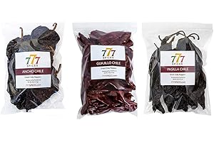 GENERIC Mexican Chiles 3 Pack Guajillo, Ancho and Pasilla 4oz each, Natural Whole Dried Chili Peppers, Intense Taste and Flavor, 4 oz per Bag. Heat-Sealed Resealable Bag, Chile Seco