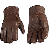 AMERICAN FUR Premium Buffalo Leather Gloves,Unlined Work Gloves (Brown/Cognac)
