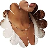 Xduargs Boho Cube Bead Necklace Layered Cube Chain Necklaces Vintage Beaded Chain Necklace Metal Tiny Ball Collar Necklaces for Women