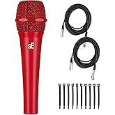 sE Electronics V7 Red Dynamic Supercardioid Handheld Microphone, Red - Bundle with 2 XLR Cables and 10 Cable Ties
