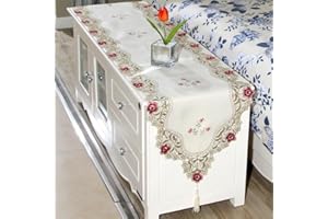 Decorative Table For Runner with Floral Lace Embroidery and Translucent Gauze for Table and Dress Use (40 * 246cm 5#)