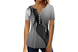 EOPUING Womens Button Up Tunic Tops with Leggings, Short Sleeve V Neck T Shirts Dressy Casual Business Blouses Graphic Tees