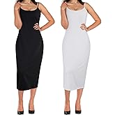 Jiuguva 2 Pcs Full Slip for Under Dresses Adjustable Spaghetti Strap Sleeveless Nightgown Women's Slip Long Dress