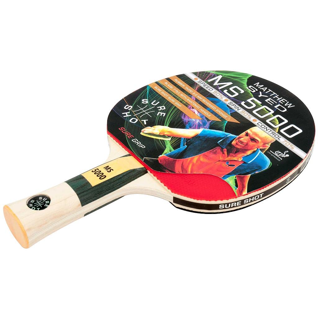 Sure Shot Matthew Syed MS-5000 Table Tennis Bat, ITTF Approved 2.0 mm Taipai Rubber