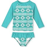Enlifety Little Girls Rash Guard Swimsuit Set Ruffled Long Sleeve Bathing Suits Beachwear with UPF 50+ Sun Protection 2-8T
