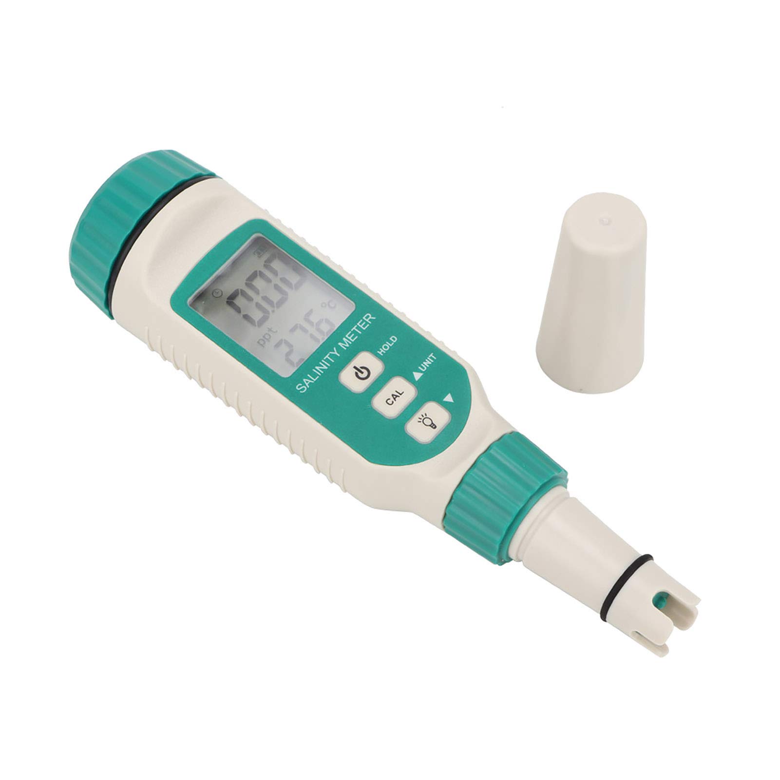 Digital Salinity Meter, Waterproof Pen Type Salinity & Temp Meter Measurement Water Quality Temp Test Meter, 0.00ppt-9.99ppt, 10.0ppt-50ppt Salinity Guage for Salt Water Pool and Koi Fish Pond