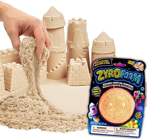 Sensory Sand and Foam Glow Set -- 1 Lb of No Mess Magic Sand and 1 Pk Foam for Kids Toddlers (Glow in the Dark, Ast Colors)