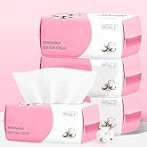 Disposable Face Towel 100 Count for Washing Soft Cotton Dry Wipes Facial Cloths Towelettes for Washing and Drying, Facial Tissue for Cleansing, Skincare and Makeup Remover (4 Pack)