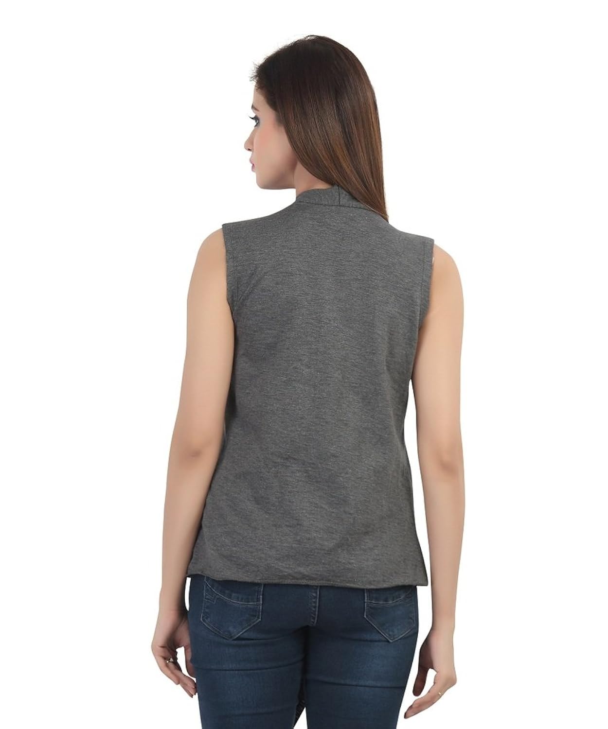 bfly women's viscose sleeveless long shrugs (grey)