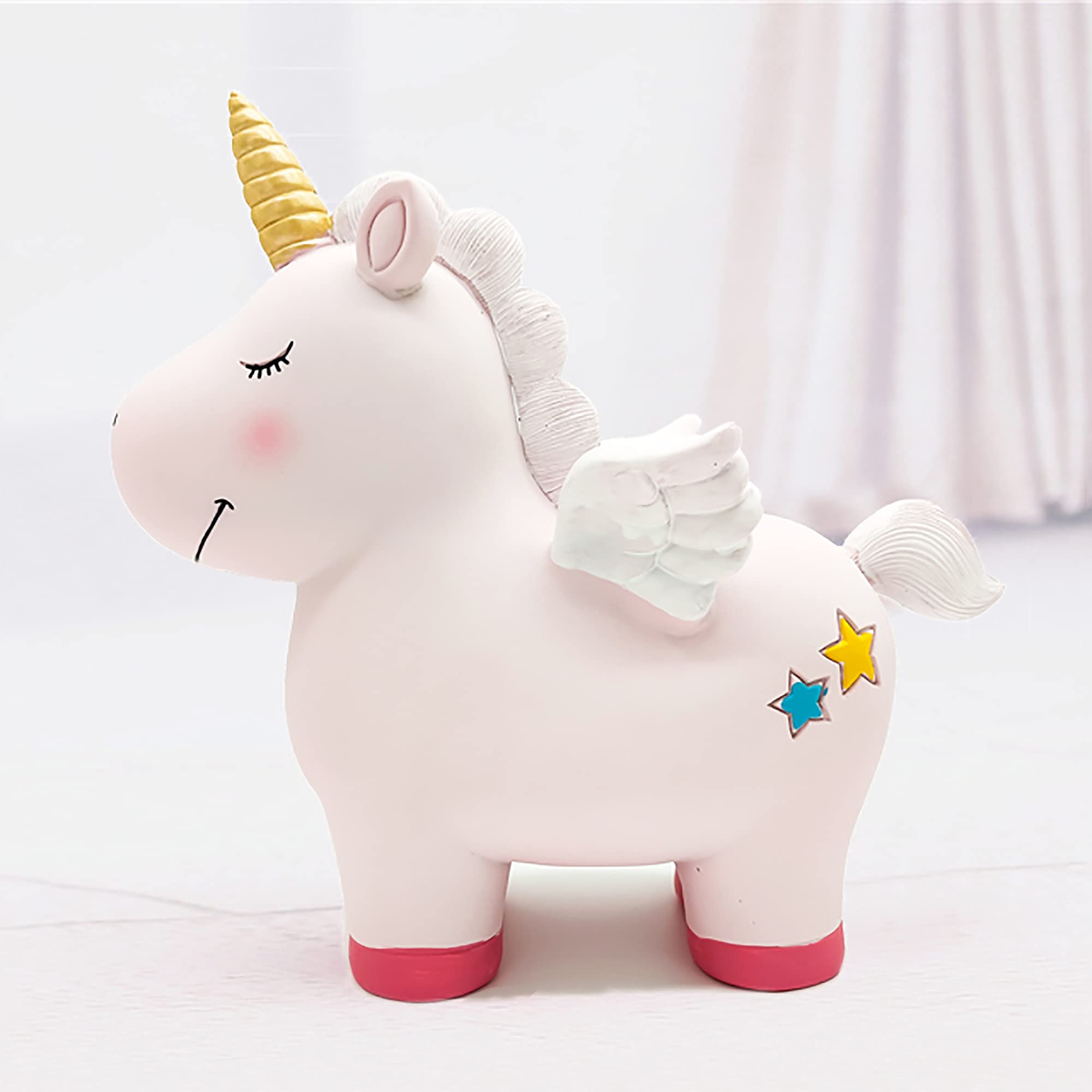 22 cm Lovely Kids Pink Resin Unicorn Piggy Bank Baby Girls Cute Unicorn Money Boxes Children Bedroom Decoration Birthday Gifts (Pink)