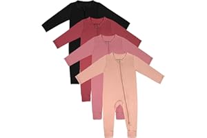 Jimonda Baby Footless Pajamas,Two Zip Closure Long Sleeve Romper,Infant Clothes Pjs 4 Pcs