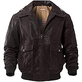 FLAVOR Men's Leather Flight Bomber Jacket Air Force Aviator