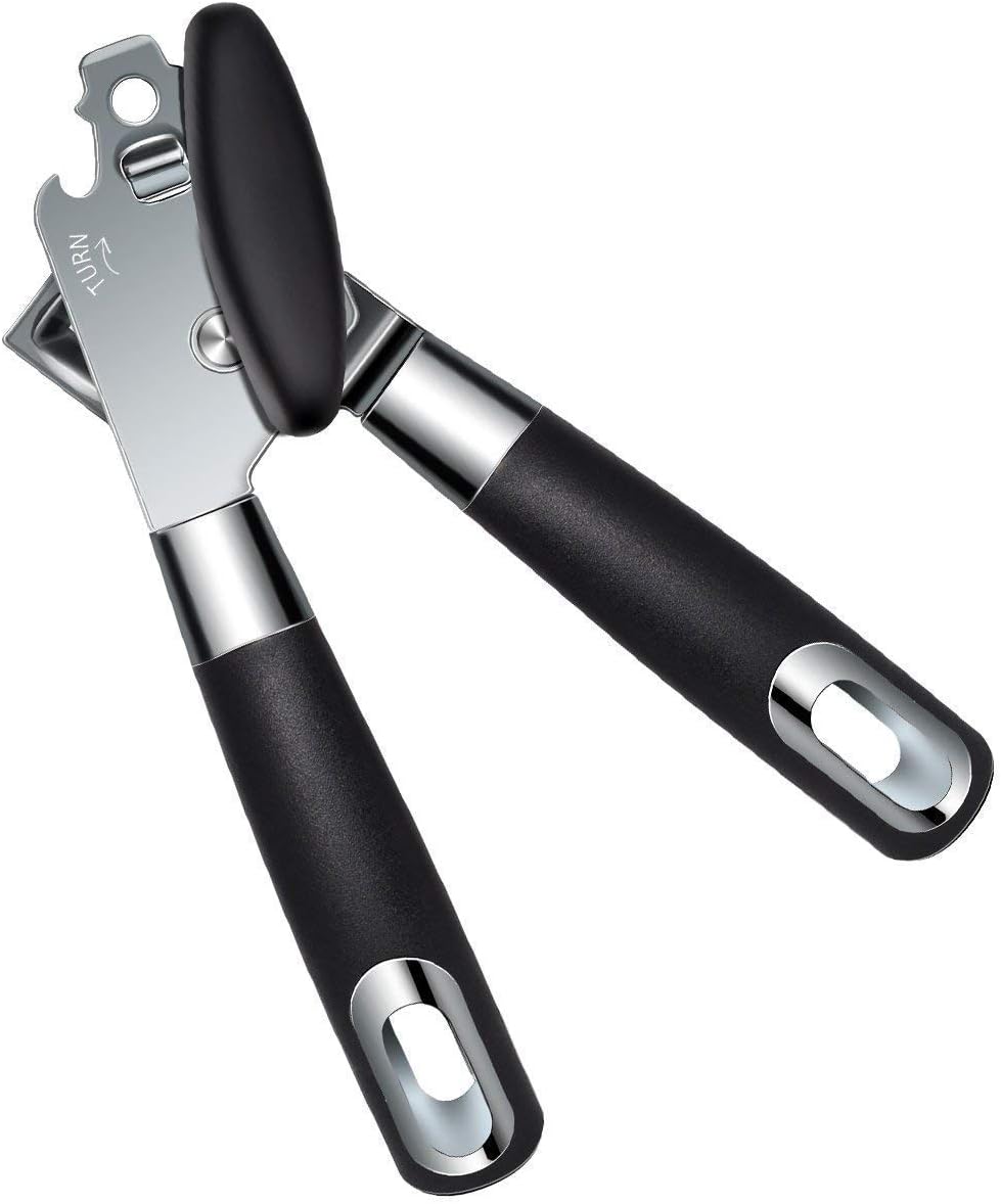 Hand Held Safety Manual Can Opener,3in1 Built in Tin&Jar Opener with Sharp
