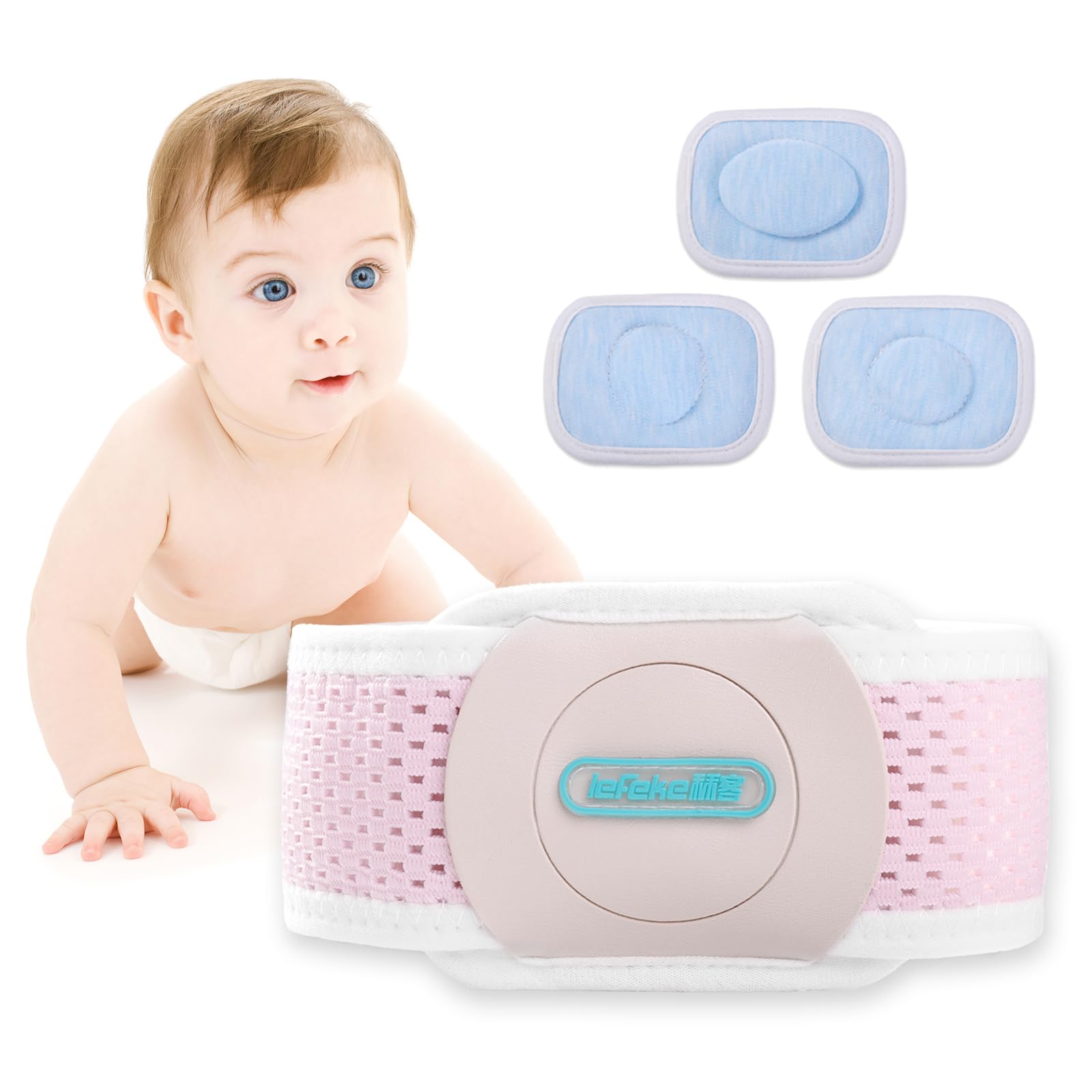 Photo 1 of lefeke Umbilical Hernia Belt Baby Belly Button Band, Newborn Belly Wrap Truss, Infant Abdominal Binder for Children Kids, Adjustable Navel Belly Band Support Cord (Pink-S)
