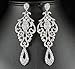 LARGE PAGEANT CRYSTAL RHINESTONE CHANDELIER DANGLE EARRINGS PROM E2090AB AB WHITE