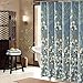 DS BATH Hanakotoba Blue Shower Curtain,Flower Polyester Mildew Resistant Shower Curtain,Plants Shower Curtains for Bathroom,Floral Bathroom Curtains,Print Waterproof Shower Curtain,72