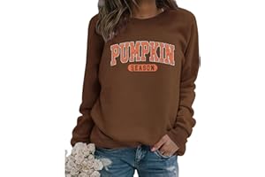 GINESBE Pumpkin Season Sweatshirt Women Fall Crewneck Halloween Shirt Vintage Graphic Long Sleeve Thanksgiving Pullover Top