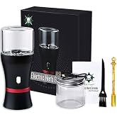 Electric Herb Grinder Compact Fast Grinding Flower Buds with 2 Jars &amp; Spoon | Electric Spice Grinder for Herbs, High-Capacity 1100mAh USB-Rechargeable, Updated 6 Blades, 2 x 1.7oz/50ml Glass Herb Chamber