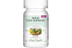 MAXI HEALTH Teen Vitamins for Girls 12-17 - Teen Multivitamin Supreme with D3, Iron, Calcium, Biotin, Digestive Enzymes – Teenager Girl Multi Vitamins for Energy, Immune & Mood Support – 60 Count